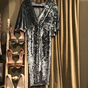 Zara grey/blue crushed velvet dress Sz S